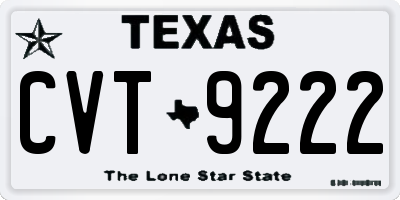 TX license plate CVT9222