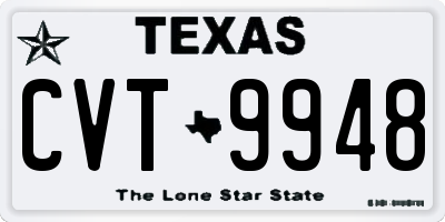 TX license plate CVT9948