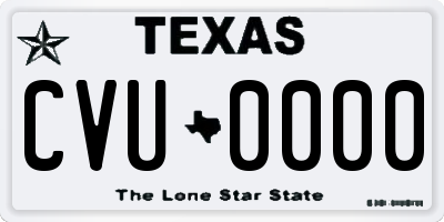 TX license plate CVU0000