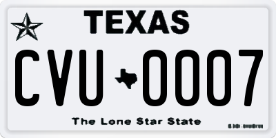 TX license plate CVU0007