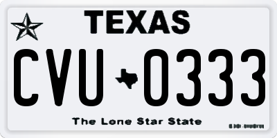 TX license plate CVU0333