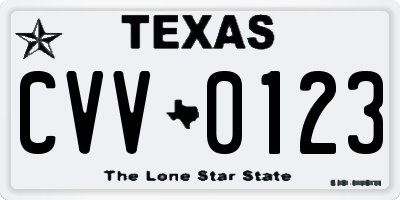 TX license plate CVV0123
