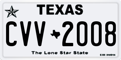 TX license plate CVV2008