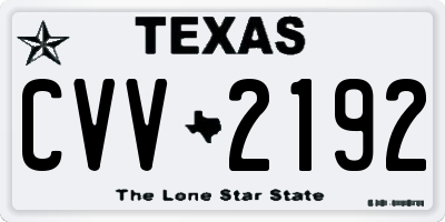 TX license plate CVV2192