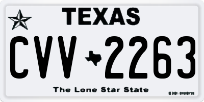 TX license plate CVV2263