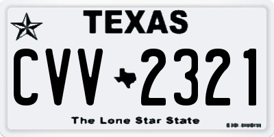 TX license plate CVV2321
