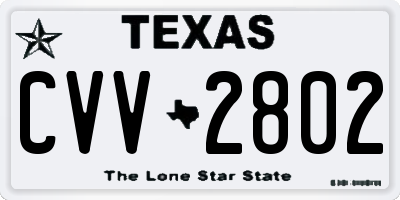 TX license plate CVV2802