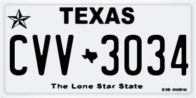 TX license plate CVV3034
