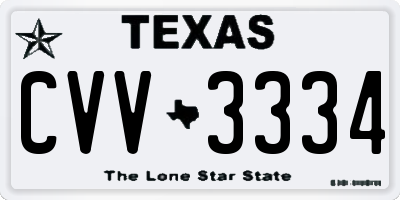 TX license plate CVV3334