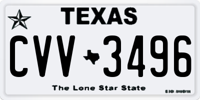 TX license plate CVV3496