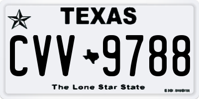 TX license plate CVV9788