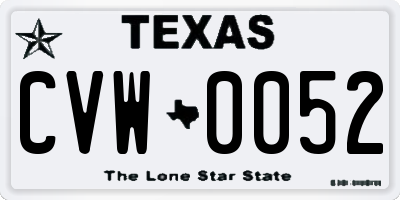 TX license plate CVW0052