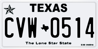 TX license plate CVW0514