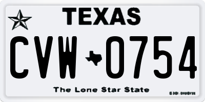TX license plate CVW0754