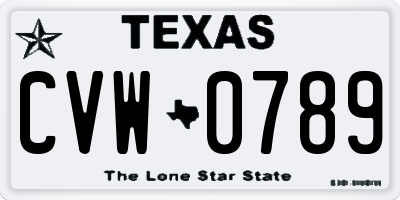 TX license plate CVW0789