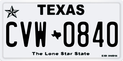 TX license plate CVW0840