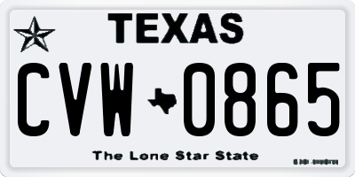 TX license plate CVW0865