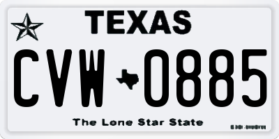 TX license plate CVW0885