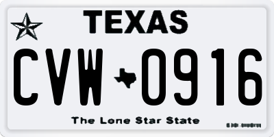 TX license plate CVW0916