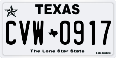 TX license plate CVW0917