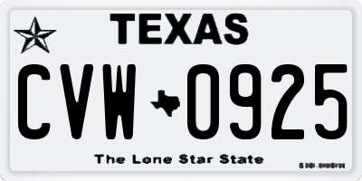 TX license plate CVW0925