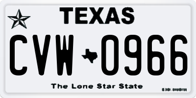 TX license plate CVW0966