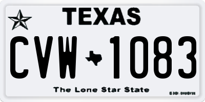 TX license plate CVW1083