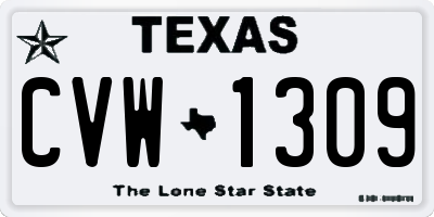 TX license plate CVW1309