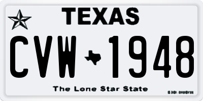 TX license plate CVW1948