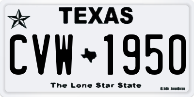 TX license plate CVW1950
