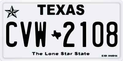TX license plate CVW2108