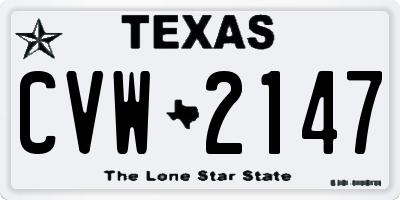 TX license plate CVW2147
