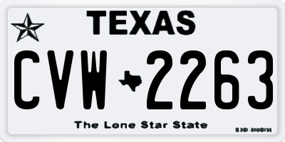 TX license plate CVW2263