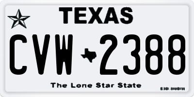 TX license plate CVW2388
