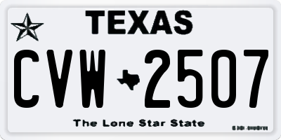 TX license plate CVW2507