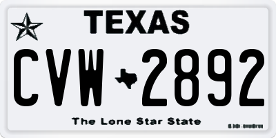 TX license plate CVW2892