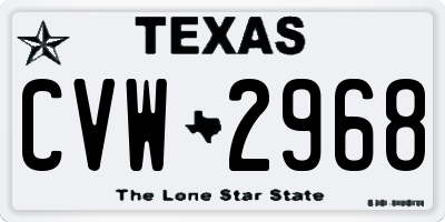 TX license plate CVW2968