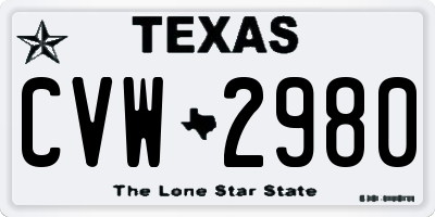 TX license plate CVW2980