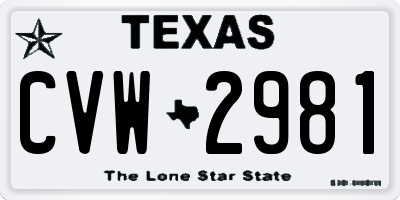 TX license plate CVW2981