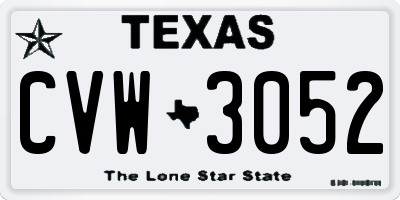 TX license plate CVW3052