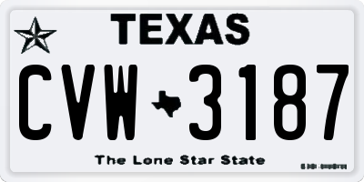 TX license plate CVW3187