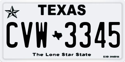 TX license plate CVW3345