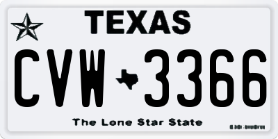 TX license plate CVW3366