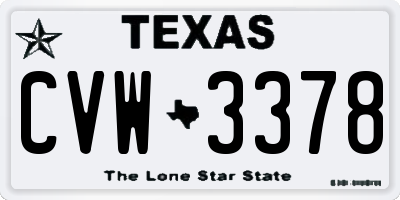 TX license plate CVW3378