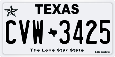 TX license plate CVW3425