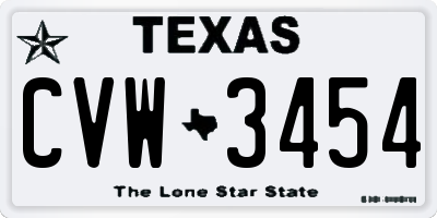 TX license plate CVW3454