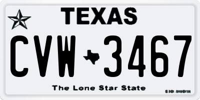 TX license plate CVW3467