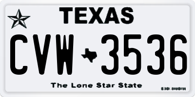 TX license plate CVW3536