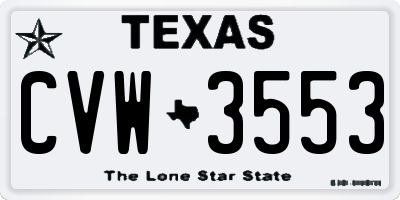 TX license plate CVW3553