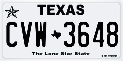 TX license plate CVW3648